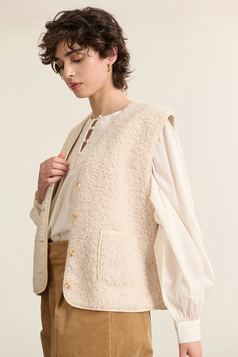 CHALECO BORREGUILLO POLA COLOR CRUDO